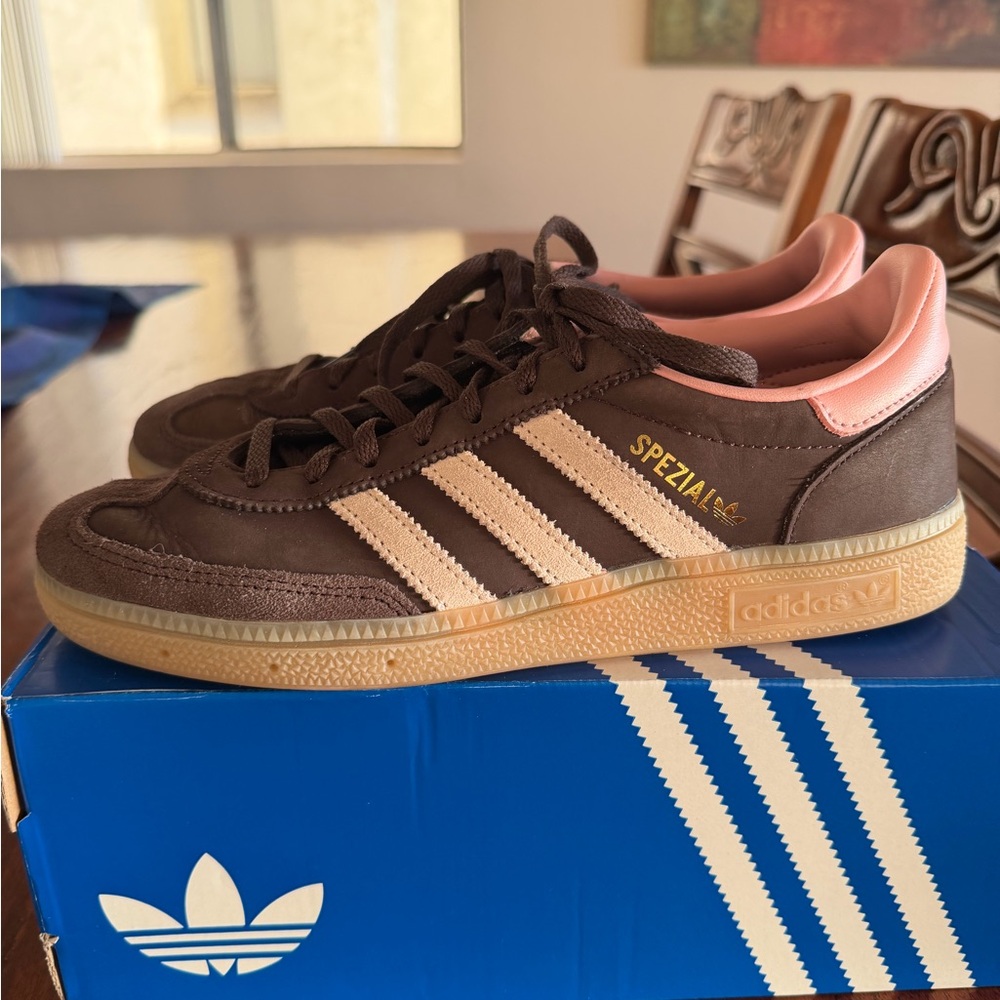 adidas Spezial Chocolate Brown & Pink Suede Sneakers